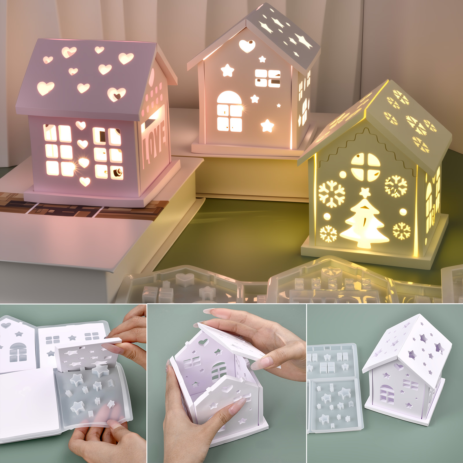 Holiday Candle Set - Forma Silikonowa 3D Dom DIY Choinka