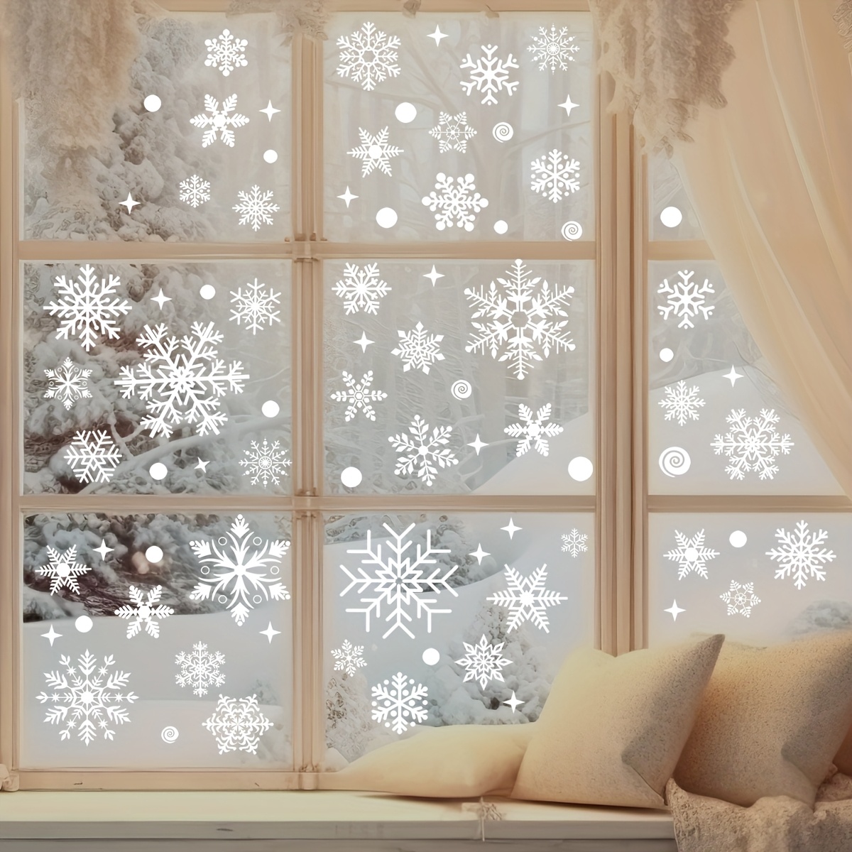 Snowflake Window Decal - 4 arkusze świątecznych naklejek na okno