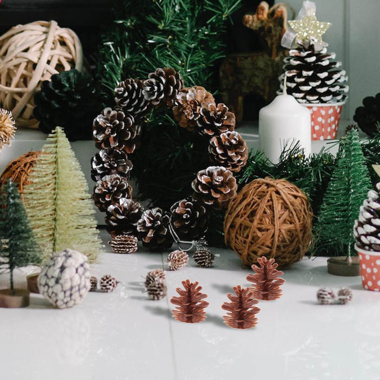 50 sztuk mini szyszek dekoracy – Christmas Wreath Fake recenzja i cena