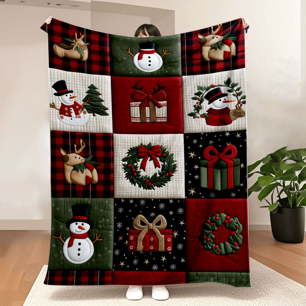Świąteczny koc patchworkowy -  – Christmas Throw Blanket recenzja i cena